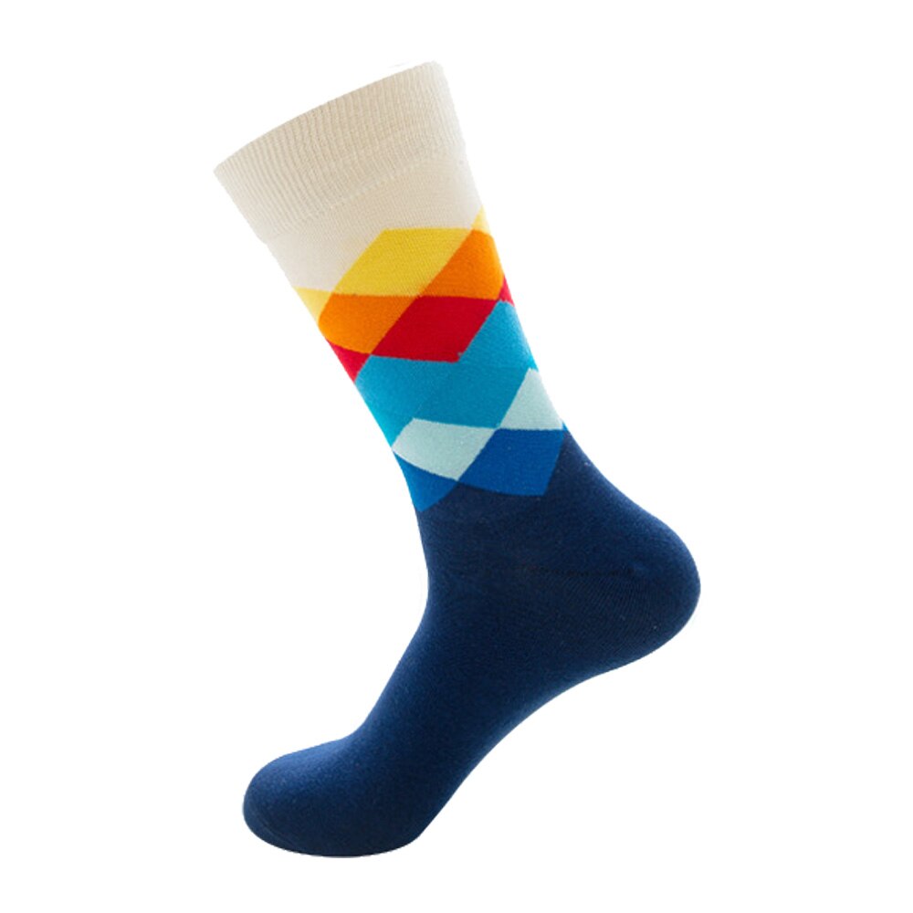 Chaussettes rayées pour hommes, à carreaux, à diamants de , en coton peigné, chaussettes: 13