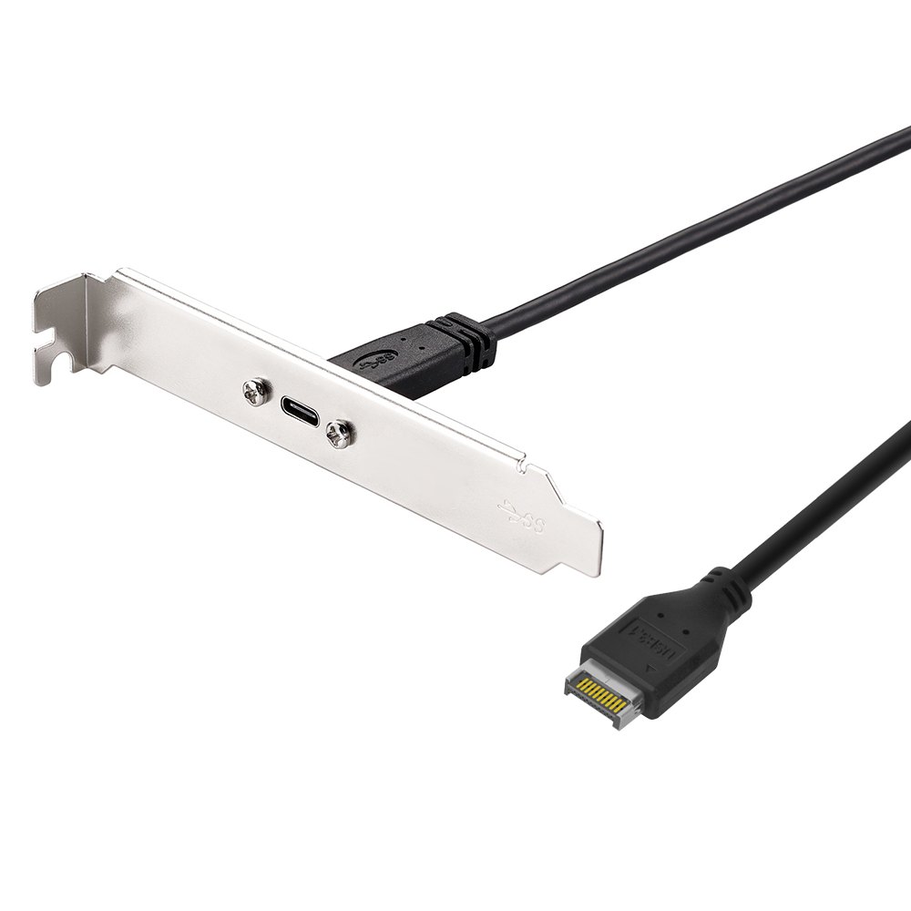 RGEEK 50cm USB 3,1 cabezal de Panel frontal tipo E a USB-C tipo C Cable de extensión de conector hembra + tornillo de montaje en Panel: Naranja