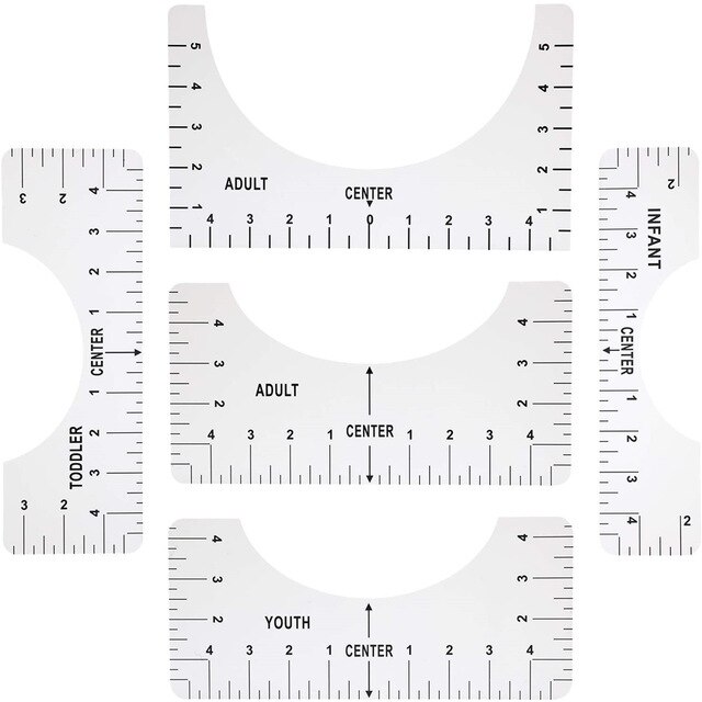T Shirt Ruler Guide to Center Designs Set for Sublimation, T Shirt Alignment Tool with Clothing Size Chart Built-in for anybody: Transparent