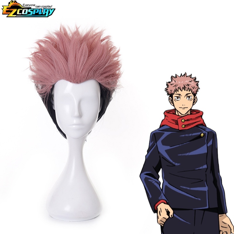 Itadori Yuji Cosplay Anime Jujutsu Kaisen Itadori Yuji Cosplay Costume Wig Jacket Pants Uniform Wig Suit Halloween Costumes: M / Gold