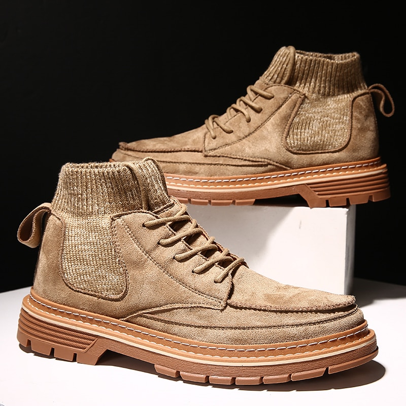 Autumn Men Boots Flannel Men Winter Boots High-top Men Winter Shoes Work Boots