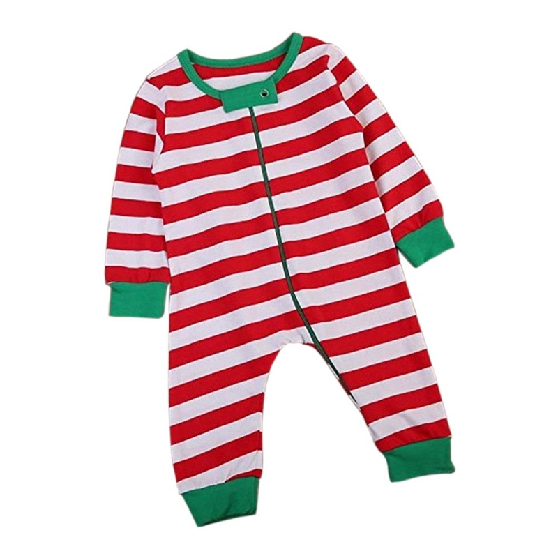 Baby piger drenge jul pyjamas langærmet stribe romper jumpsuit pyjamas tøj spædbarn tøj jakkesæt til 0-24m: 100