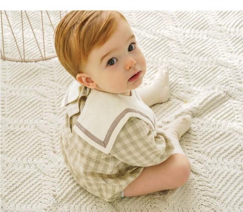 Baby Boys Girl Bodysuits Spanish Newborn Cute Plaid Romper Infant Cotton Long Sleeve Jumpsuit Toddler Boy One Piece Clothes