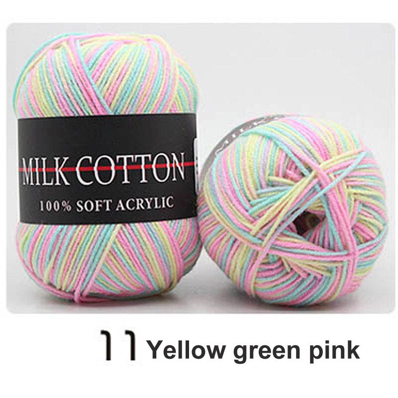 1 Piece Of 50g Milk Cotton Yarn Knitting Crochet Baby Cotton Yarn Velvet Hand-knitted Wool Crochet Scarf Hat DIY Sweater Gloves: yellow green pink