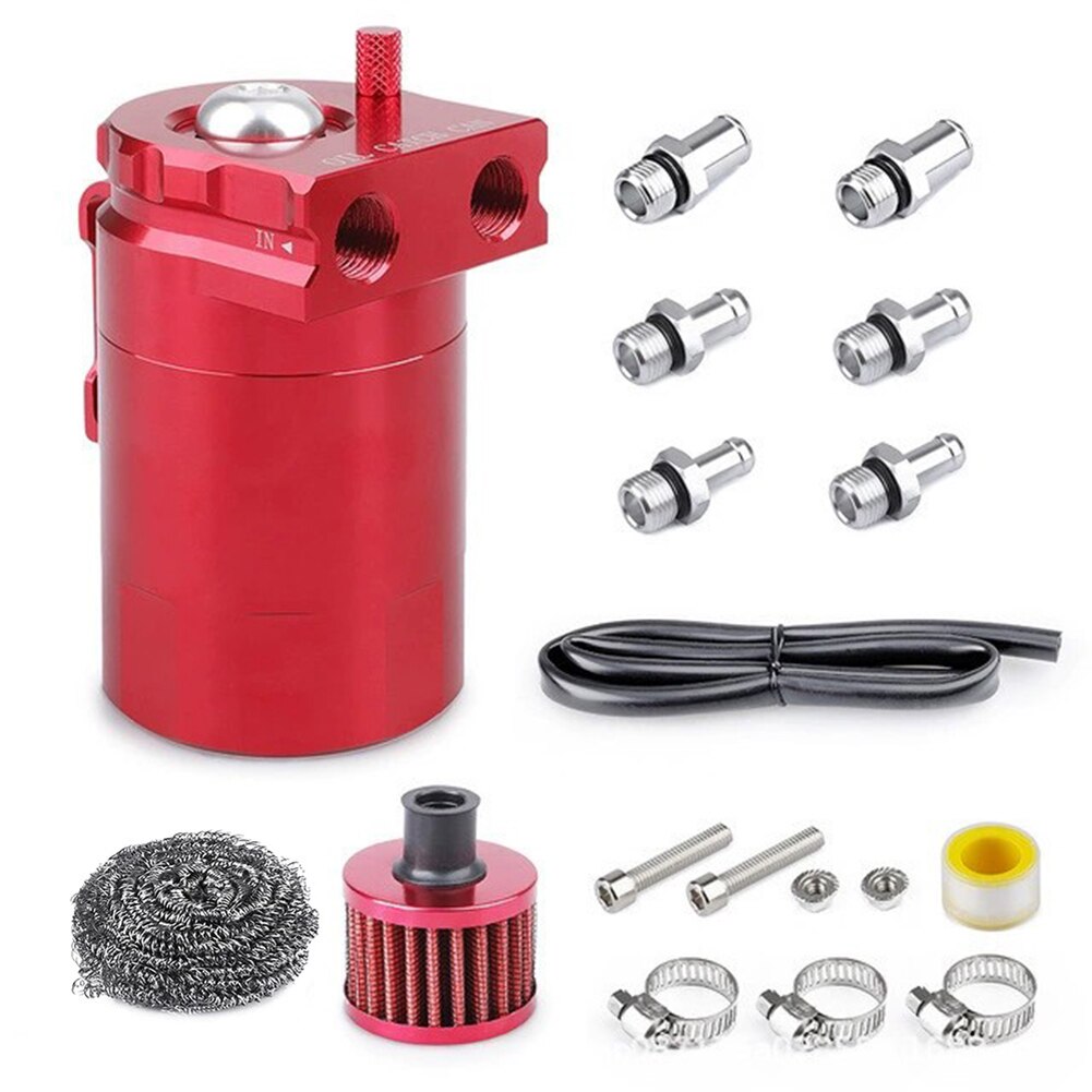 Kit de tanque de aceite con filtro de aire para coche, trampa de combustible, accesorios de piezas de automóviles: Rojo