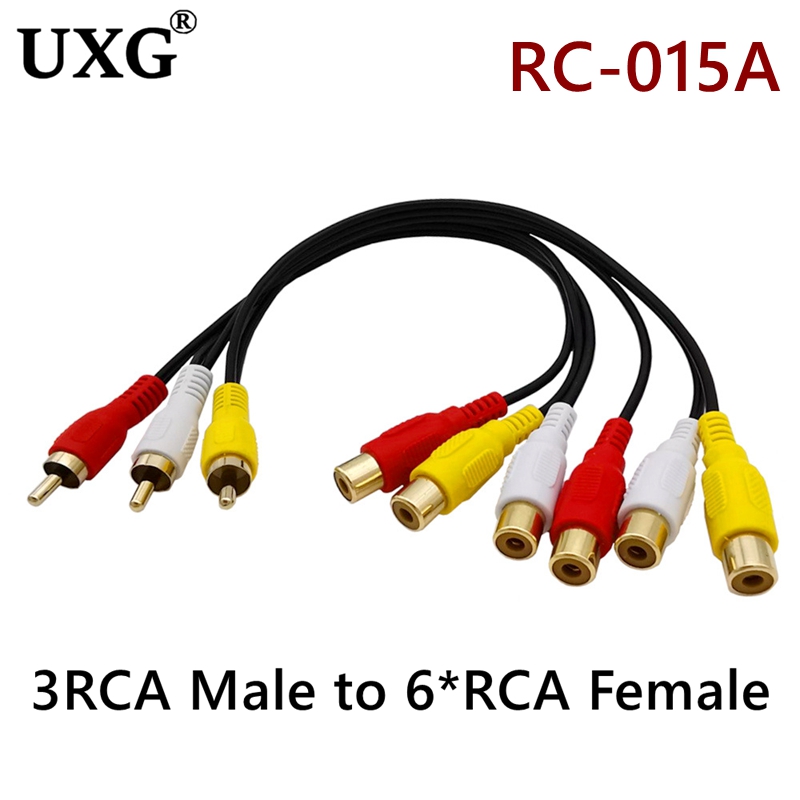 Câble adaptateur Audio vidéo AV pour lecteur DVD TV répartiteur vidéo HD-TV câble RCA 3 RCA à 6 RCA 9 répartiteur de prise mâle femelle: Black