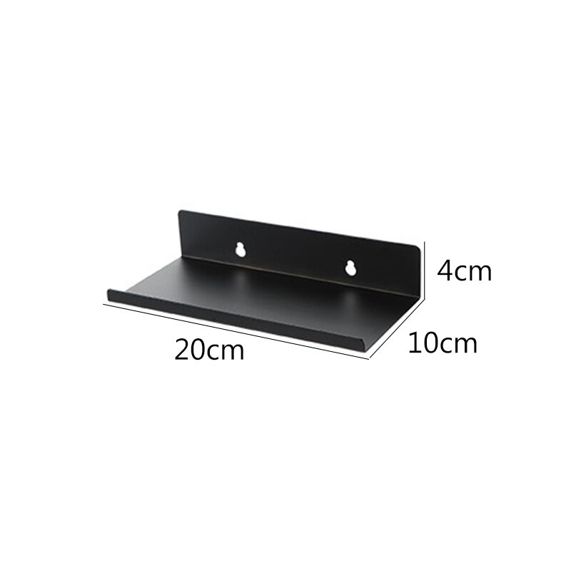 One-word Partition Shelf Nordic Modern Simple Home Decoration Living Room Bedroom Bathroom Wall Hanging Free Punch Display Stand: Black 20x10x4cm