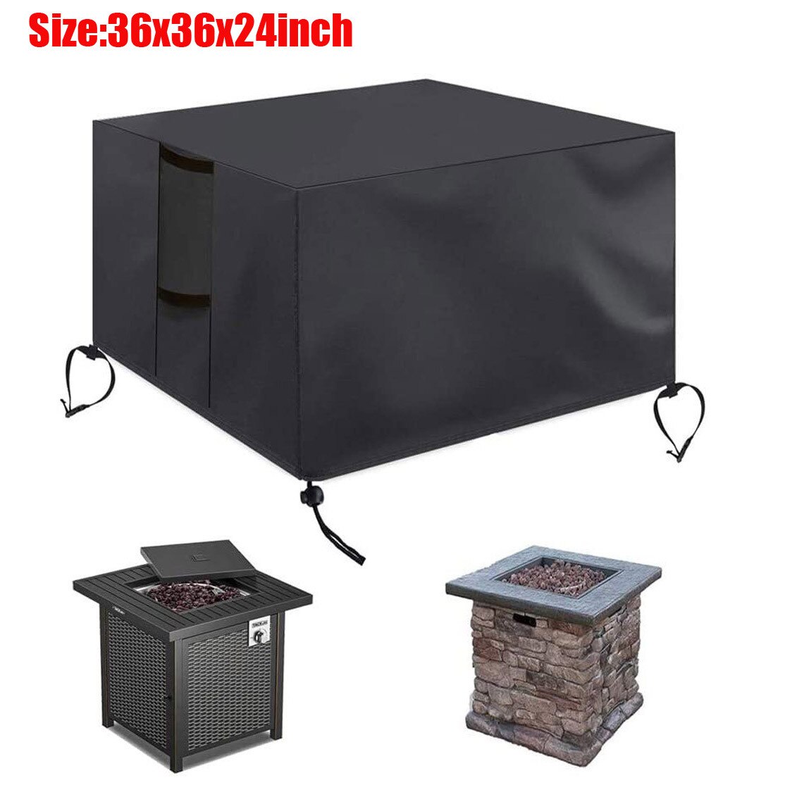 Gas Fire Cover Square - 36x36x24 Inch Waterproof Anti-uv Heavy Duty For Patio Firepit Table Storage Bag Dust Covers