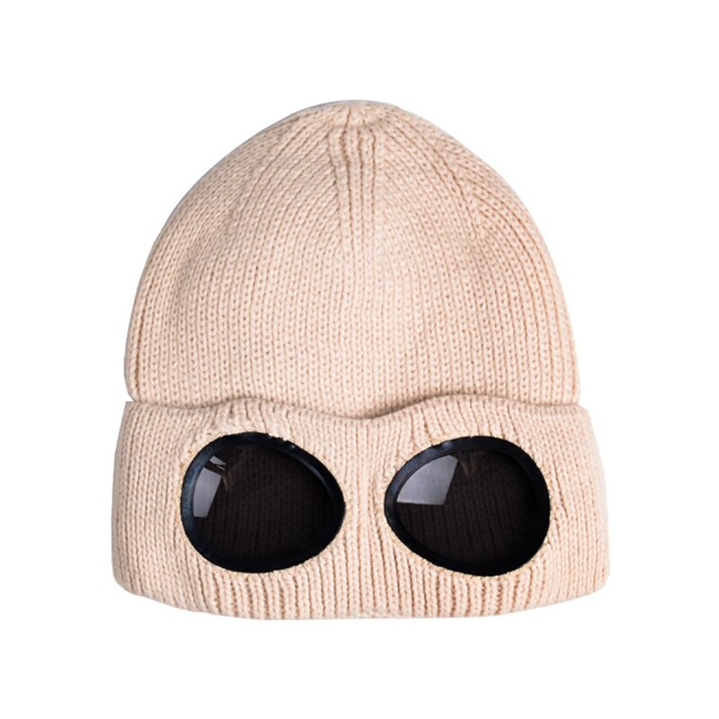 Glasses Hat Unisex Wool Knitted Goggles Beanie Thermal Fluffy Warm Cap Heat Keeper Ear Protector Men Women Hat Cap: M