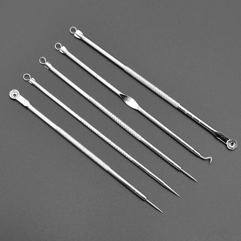 5PCS Blackhead Remover Acne Blackhead Vacuum Comedone Belmish Zit Extractor Pimple Remover Neeldle Tool Spoon