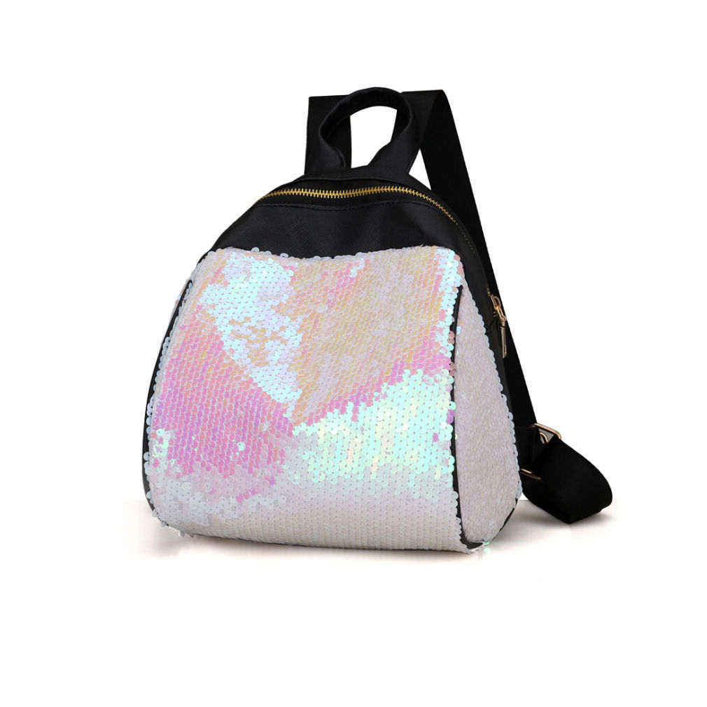 Femmes fille sac à dos argent rose brillant paillettes sac à dos adolescentes femme coréenne tendance personnalité sac d'école sac à dos: silver