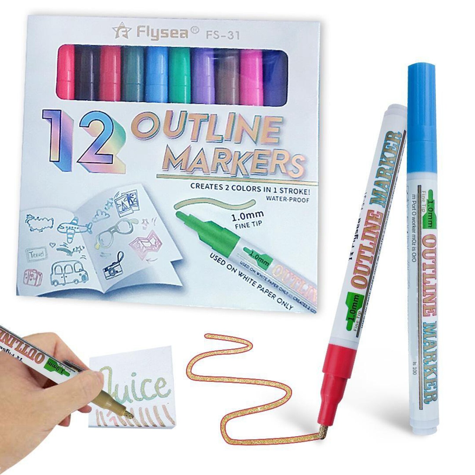 12/18pcs Acrylic Paint Pens Sets Fine Art Marker Metal Glass Rock Waterproof: 12 Colors