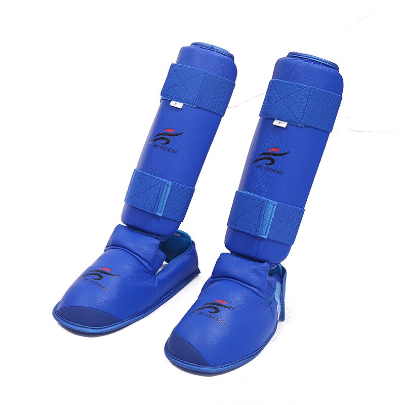 Red Blue Karate Leggings Shin Guards Boxing Sanda Shin Protector Kickboxing Protect The Instep Fighting Training Ankle Guards