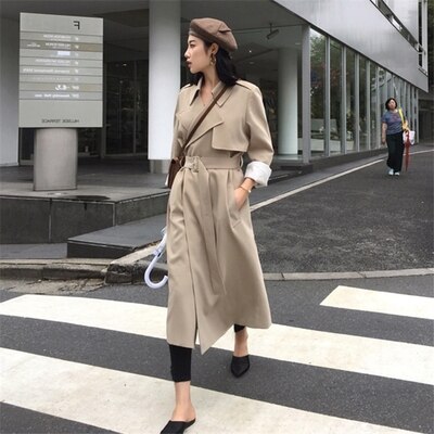 KBOPLEMQ Trench coat pour femme - Long boutonnage - Manteau KBOPLEMQ Trench coat pour femme - Long boutonnage - Manteau
