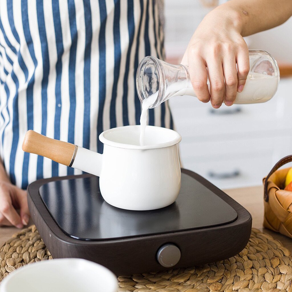 Emaille Melk Pan Thee Pan Melk Kokend Pan Saus Pan Kitchen Cookware 2 Kleuren