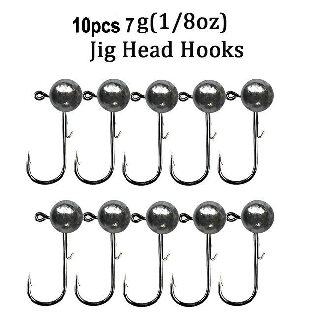 Hameçon de pêche à tête plombée pour ver mou, crochet de pêche à tête plombée, 2g 3g 5g 7g 10g 15g 20g, 5 pièces/10 pièces: 10pcs 7g fishhook