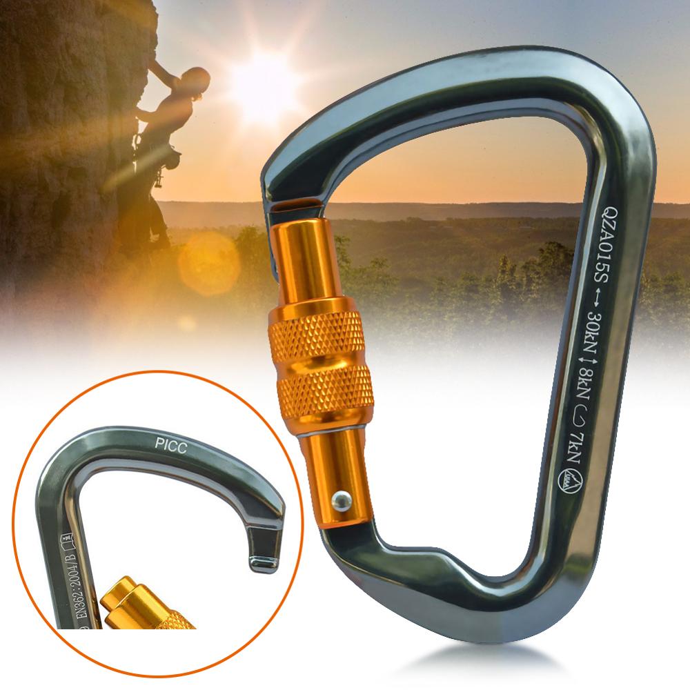 30KN vis porte serrure mousqueton D Type anneau crochet descente escalade équipement crochet de sécurité camping en plein air pêche porte-clés