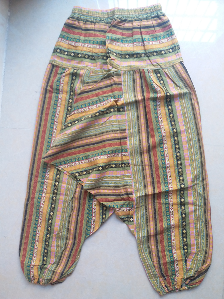 Pantalon femme sarouel Baggy imprimé décontracté Hippie Joggers pantalon croisé pantalon ample Aladdin lanterne jambe large coton lin pantalon Plus
