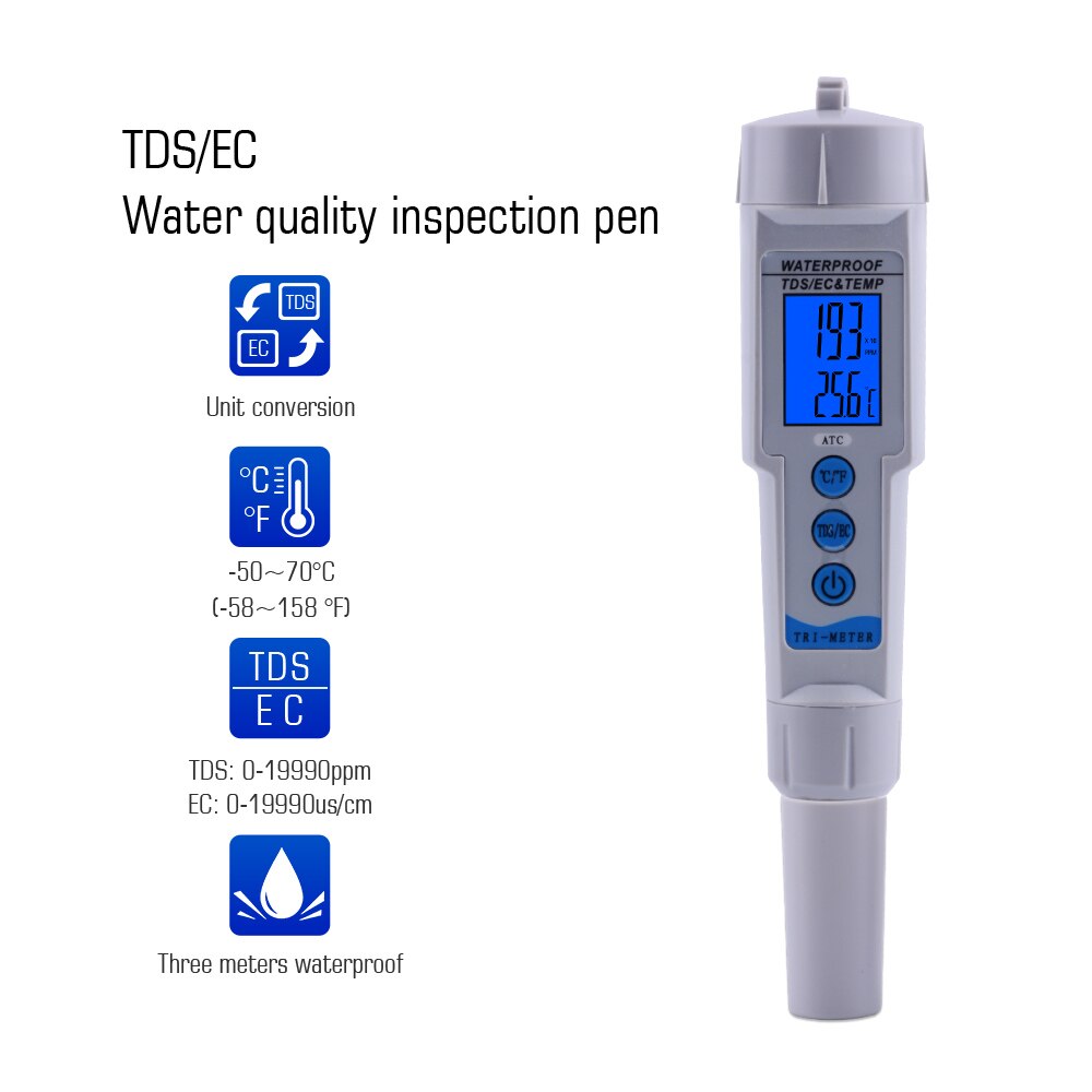 Draagbare Ec Meter Digitale Water Tds Meter Filter Meten Waterkwaliteit Zuiverheid Automatische Kalibratie Tester