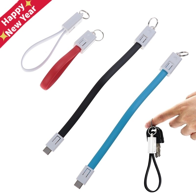 Llavero con Cable de carga rápida, Cable de sincronización de datos para iphone 6s tipo-c, Micro USB C, Cable corto con llavero, Cables para teléfono móvil