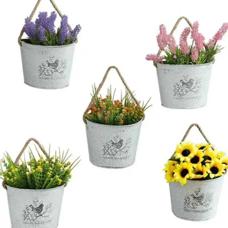1- pakning vegghengt vase blomsterpotte vegg blomsterkurv landlig hage hjemdekor blomst
