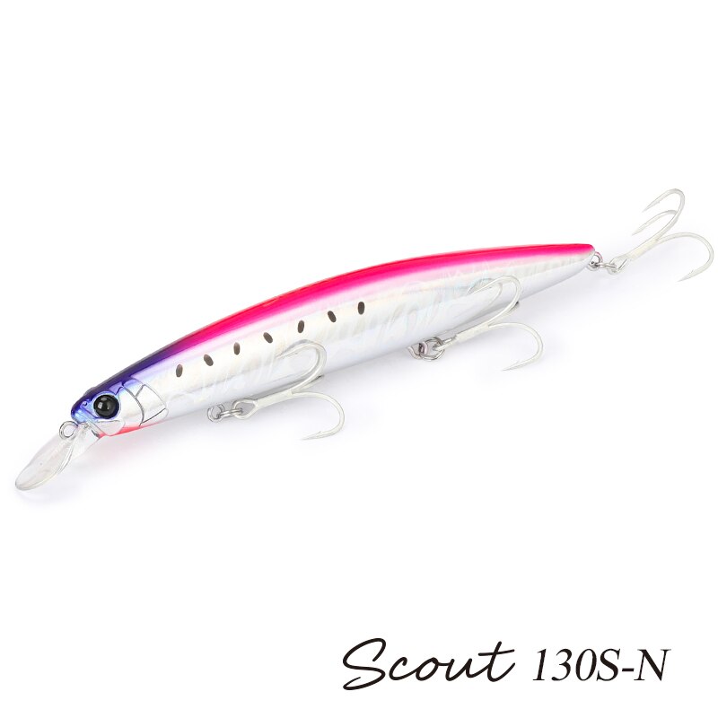 TSURINOYA 130S-señuelo de pesca de pececillo que se hunde, SCOUT, 130mm, 24g, fundición larga, lengüeta de lubina, cebos duros artificiales grandes para pesca en el mar: Naranja