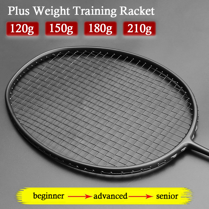 Training Max 34LBS Heavy Carbon Fiber Badminton Rackets Strung Plus Weight With Bag Strings Racket Racquet