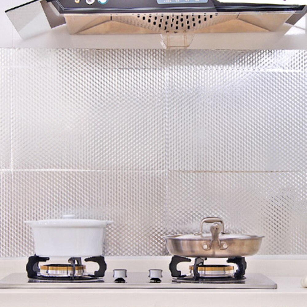 Self-adhesive Heat Resisting Waterproof Damp-proof Aluminum Foil Paper Grease-proof Oil-proof Leak-proof Wall Sticker Kitchen Su