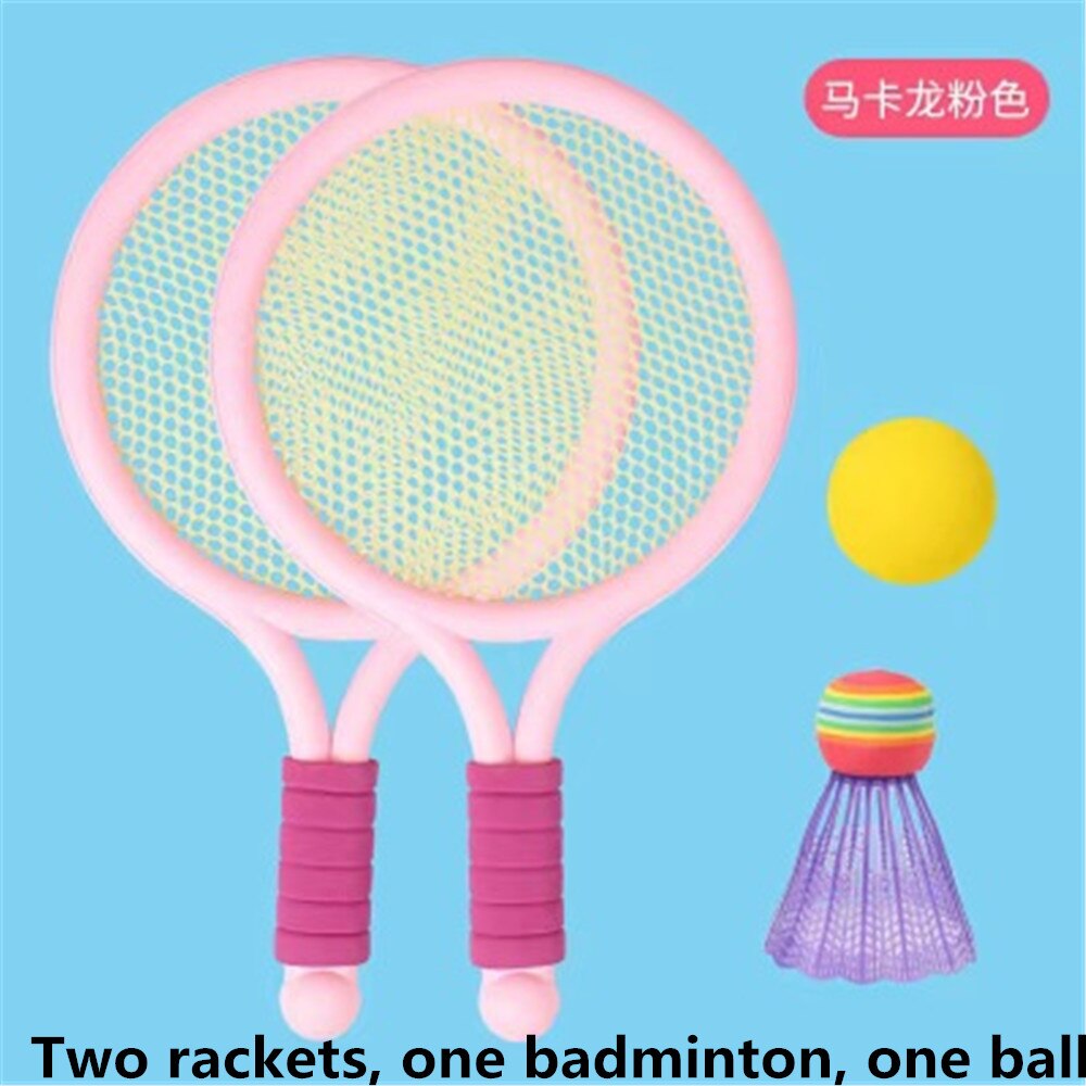 1Set di plastica per bambini tennis badminton giocattoli sport al coperto all&#39;aperto giocattoli per il tempo libero racchette da tennis giocattoli genitore-figlio regali per bambini: Black