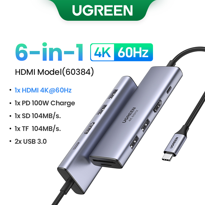 UGREEN Dual HDMI HUB USB 8K HDMI Adapter 10 W 1 Splitter z RJ45 USB 3.0 PD 100W stacji dokującej do macbooka Pro Air M2 M1 USB C HUB: Mięta
