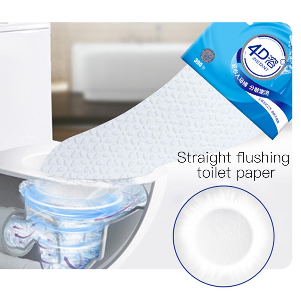 390 Sheets Kitchen Paper Dry Toilet Paper Rolls Pack Toilet Paper 4D Soluble Embossed Flat Paper Square Wrap Straw Household