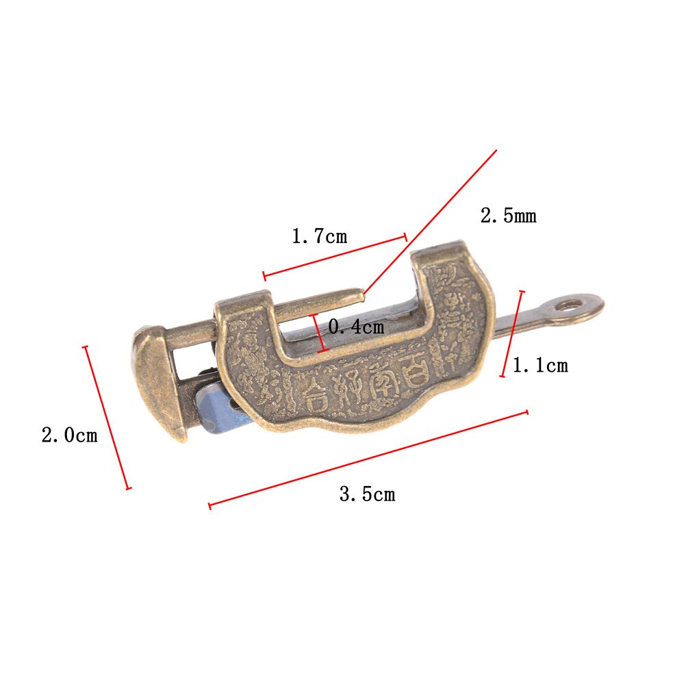 1Pc Archaistic Chinese Vintage Antique Old Style Lock/key Brass Carved Padlock