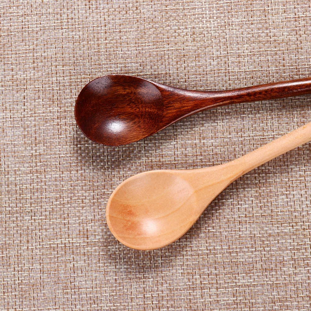 Cucharas de madera tradicionales para niños, cuchara grande de mango largo, cucharas de madera para arroz, sopa, postre, café, té, mesa de estar para el hogar, 1 ud.