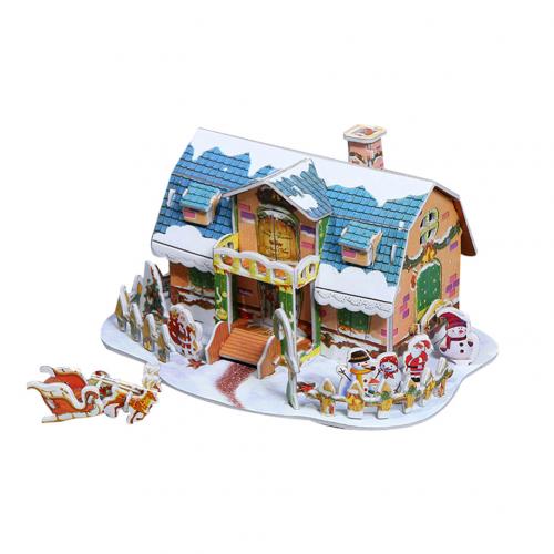 3D Papier Board Puzzel Bouw Monteren Vroeg Leren Speelgoed Kinderen Verf Educatief Speelgoed Voor Kinderen verjaardagscadeautjes: Christmas Villa