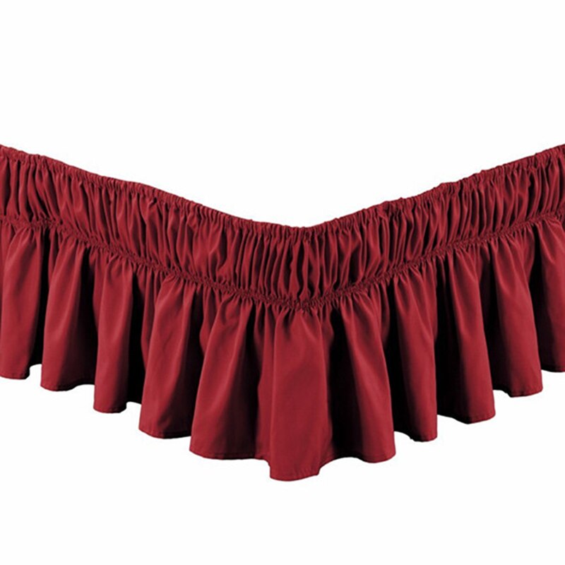 Seng nederdel hvid wrap omkring elastiske seng nederdele uden seng overflade soveværelse dekorationer 6 farver: Rødvin
