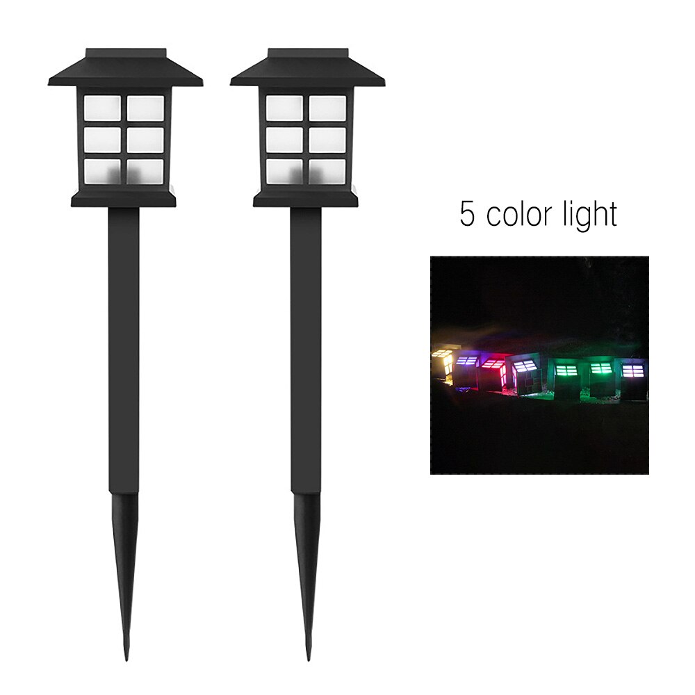 2 kpl retro led aurinkopolkuvalaisimet vedenpitävät ulkona aurinkoenergian nurmikon valot puutarhamökkiin nurmikon valo kiilapalatsin sisustusvalaisin: Värikäs valo