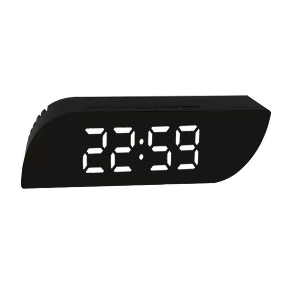 LED Display Alarm Clock Digital Mirror Multifunction Snooze Desk Clock Temperature Calendar Mirror Alarm Clock Quartz Europe: b and w