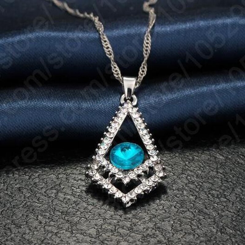 Prachtige Grote Blauwe Cz Steen Zwaard 925 Sterling Zilveren Sieraden Sets Voor Zoete Vrouw Meisjes Beste Anniversary