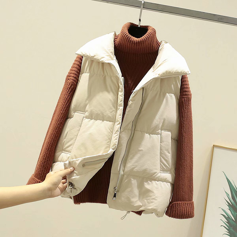 Lusumily 2022 vinter kvinder vest bomuld ærmeløs jakke vest vest gul varm solid veste slanke #39 dametøj