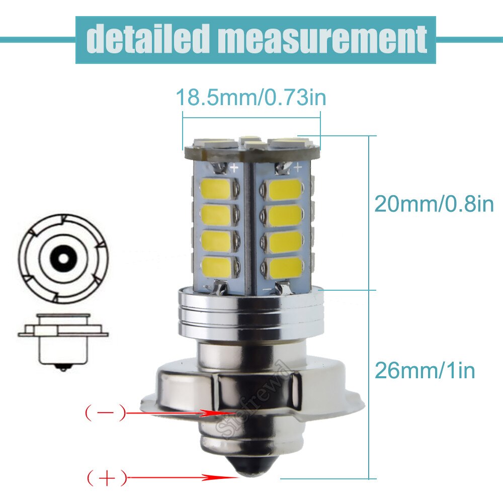 1 stk led pære  p26s citron gult lys atv scooter motorcykel forlygte lampe 6v 12v dc motor knallert motorcykel 5730 26 smd forlygte