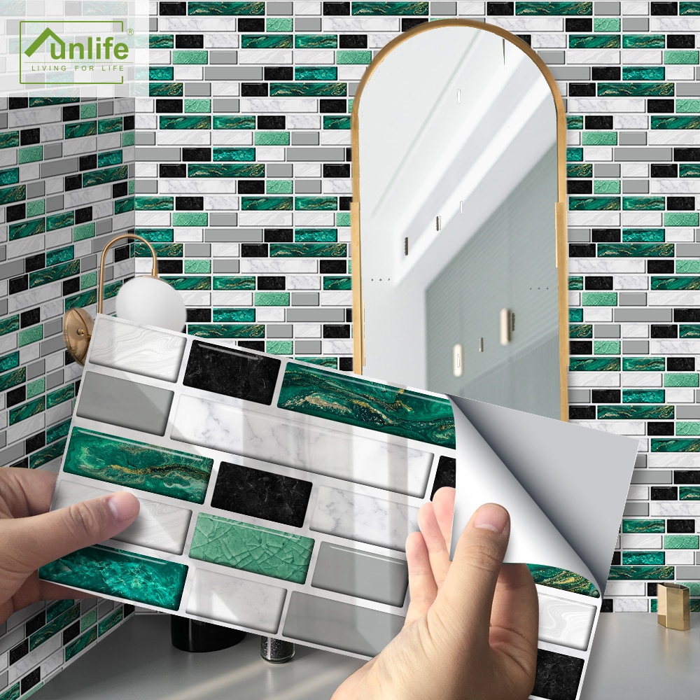 Funlife®20X10Cm Waterdicht Zelfklevende Backsplash Tegel Groene Poort Marmeren Tegel Stickers Voor Haard Keuken Badkamer Decors