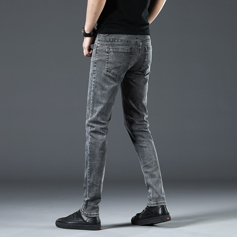 Arrivals Casual Straight Slim Grijze Jeans Demin Broek Voor Mannen