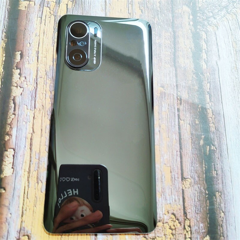 Zonder Logo Voor Xiaomi Poco F3 Batterij Cover Terug Glas Achterpaneel Behuizing Deur Case Met Camera Glas Lens Vervanging + Sticker: Black With Lens