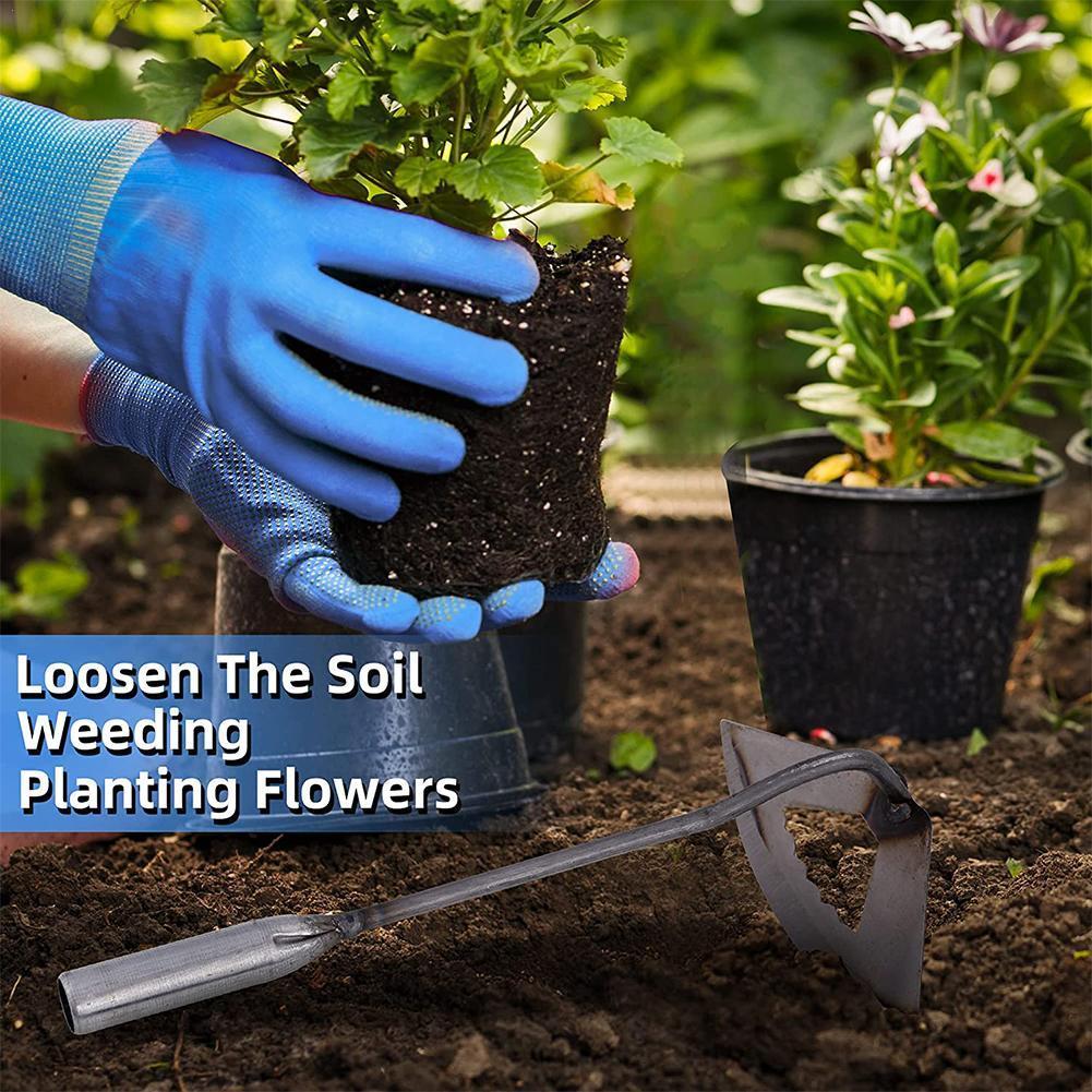 All-Steel Hardened Hollow Hoe Agriculture Hand Farming Rake Garden Farm Vegetables Work Tools Weeding Tool