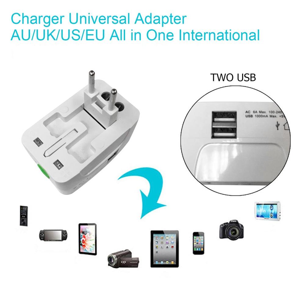 US/AU/UK/EU Plug Adapter Travel Power Adapter All in One Electrical Plug Converter Power Socket International Dual USB Charger