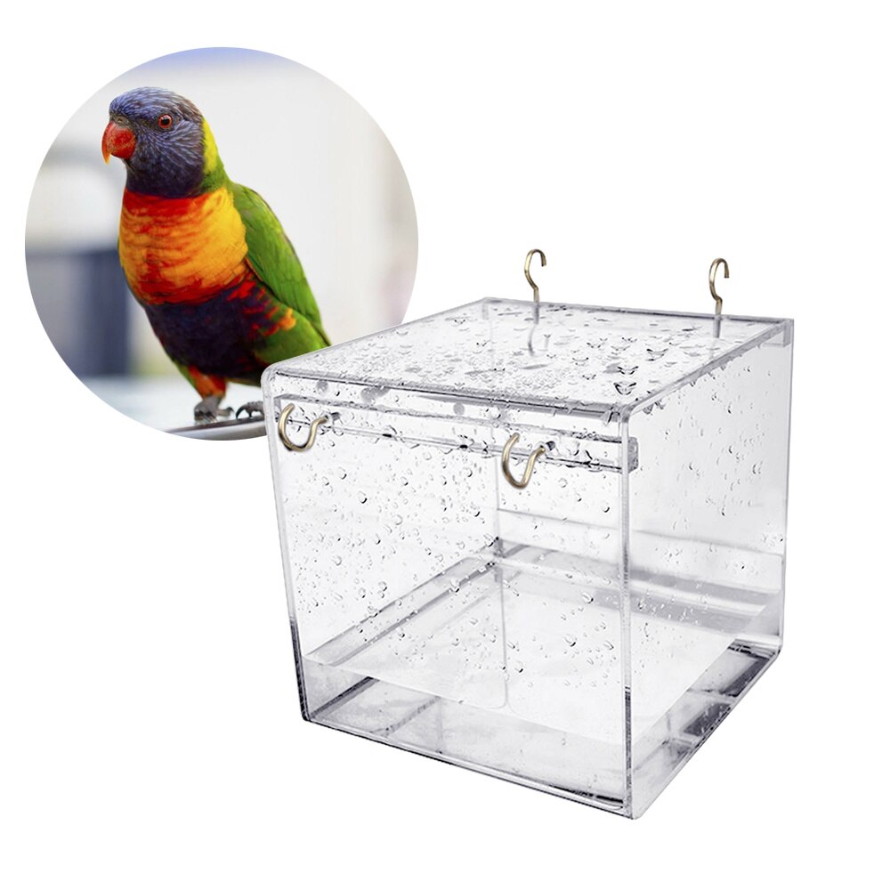 Caged Bird Bath Multi Cage Bird Bath Covered for Small Brids Canary Budgies Parrot (Size)