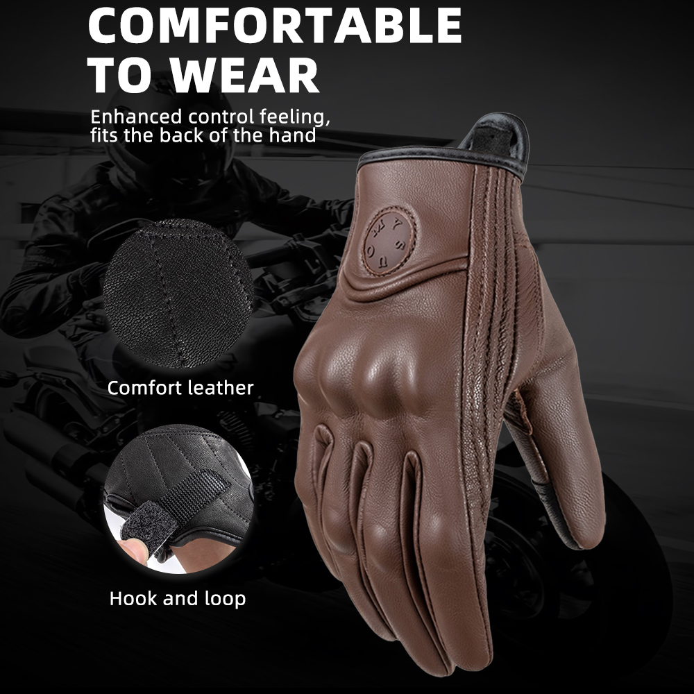 Retro Gelbe Leder Motorradhandschuhe Wasserdicht Touchscreen Racing Reiten Biker Handschuhe guantes Motocross Motorradausrüstung