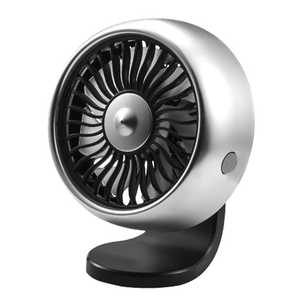 Car usb Fan 360 Degree Rotatable LED Lights USB Power Car Auto Powerful Cooling Air Fan For Car Air Vent Mounted: White