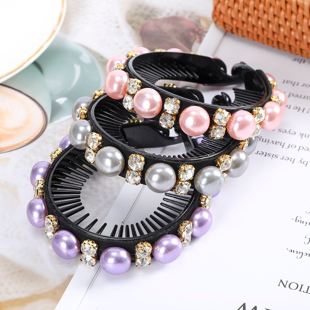 Gehaktbal Haaraccessoires Vrouwen Haar Klauwen Hoofdtooi Strass Bloem Haarspeld Vogelnest Bloemen Broodje Banaan Paardenstaart Clips