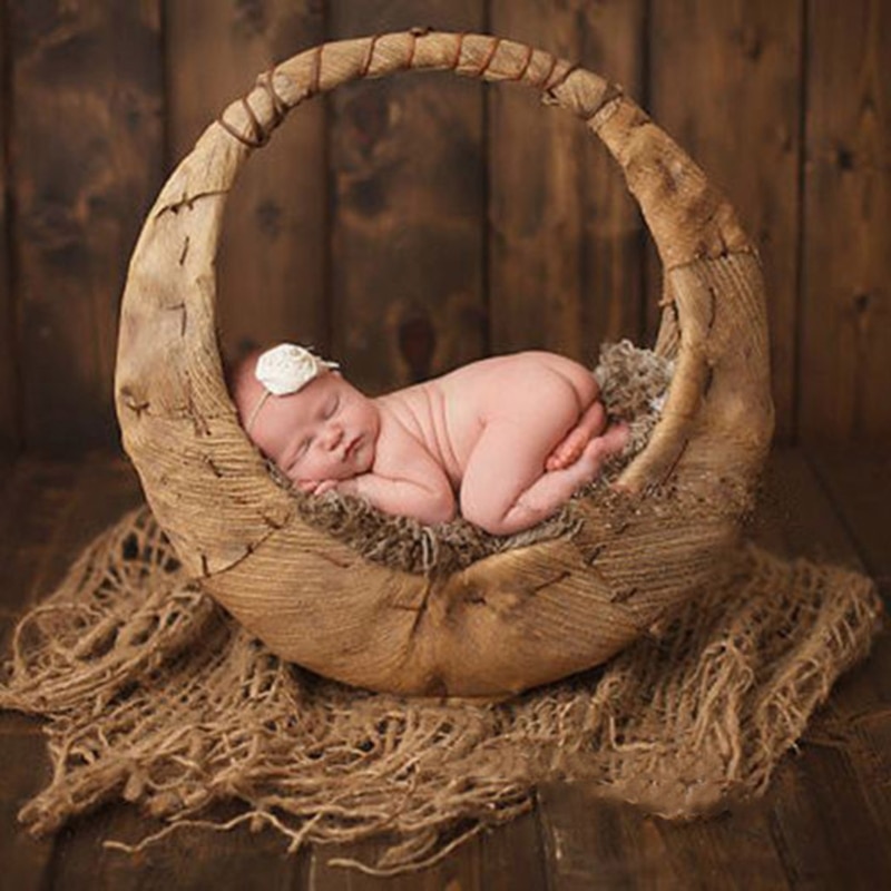 Nyfødt fotografering prop tykt jute lag netto hessian jute baggrund tæppe